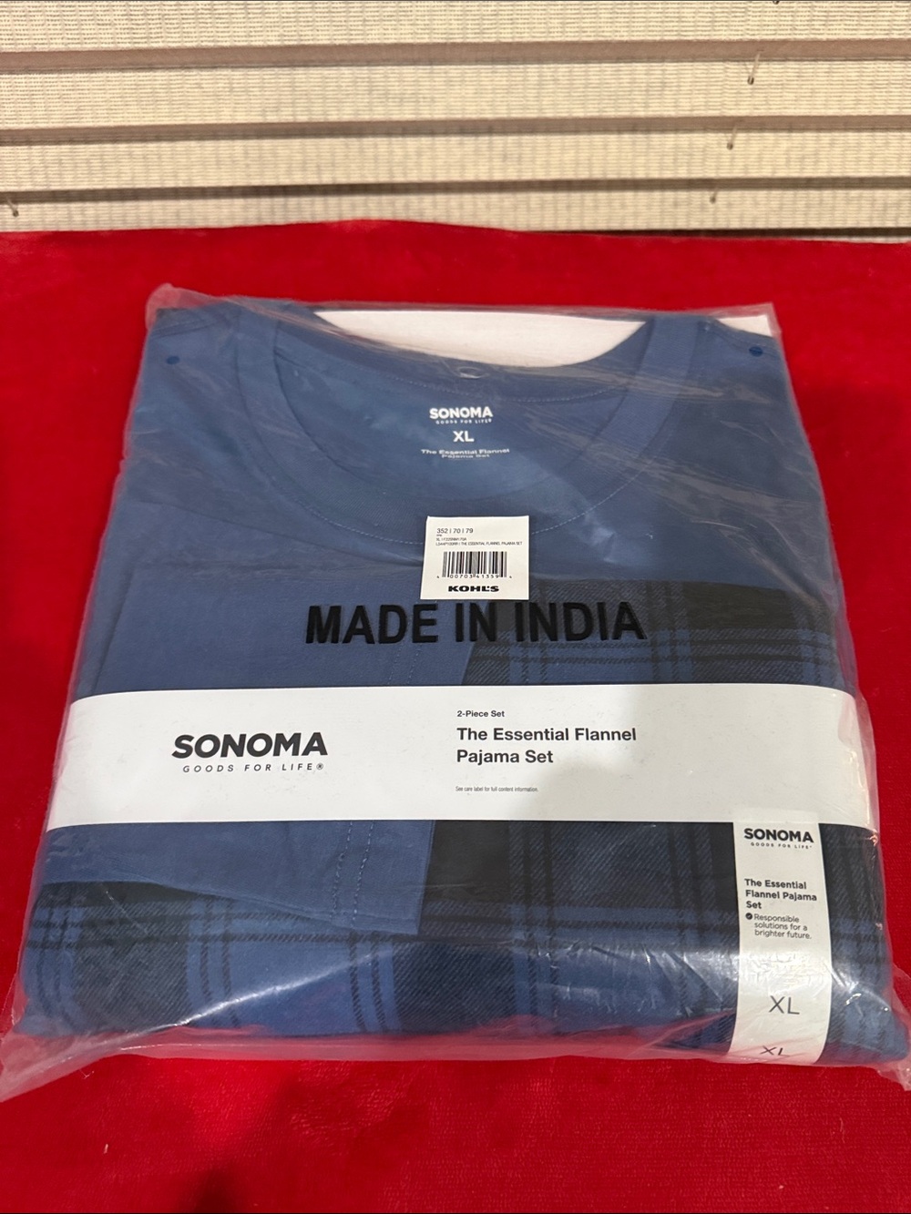 SONOMA Men's Blue Flannel Pajama Set - XL